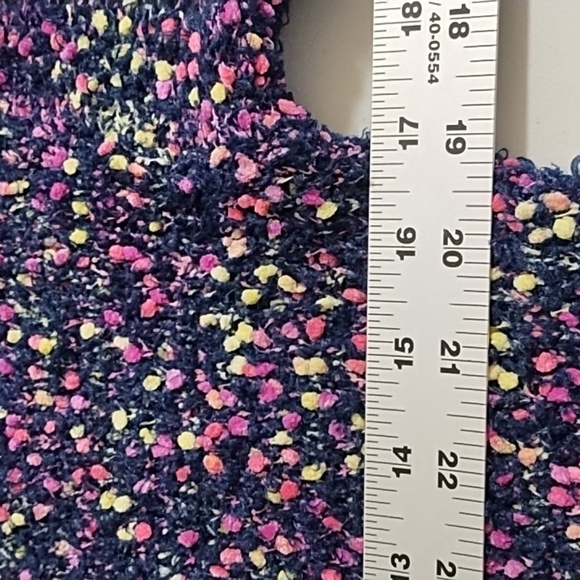 SO Soft Multi Colored Girls Sweater Navy Pink Lime Large 10/12 - Picture 5 of 10